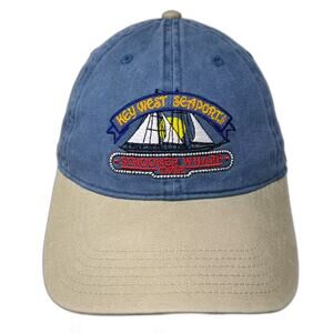 OTTO Key West Schooner Wharf Bar Blue Beige Baseball Cap Hat OS Slideback